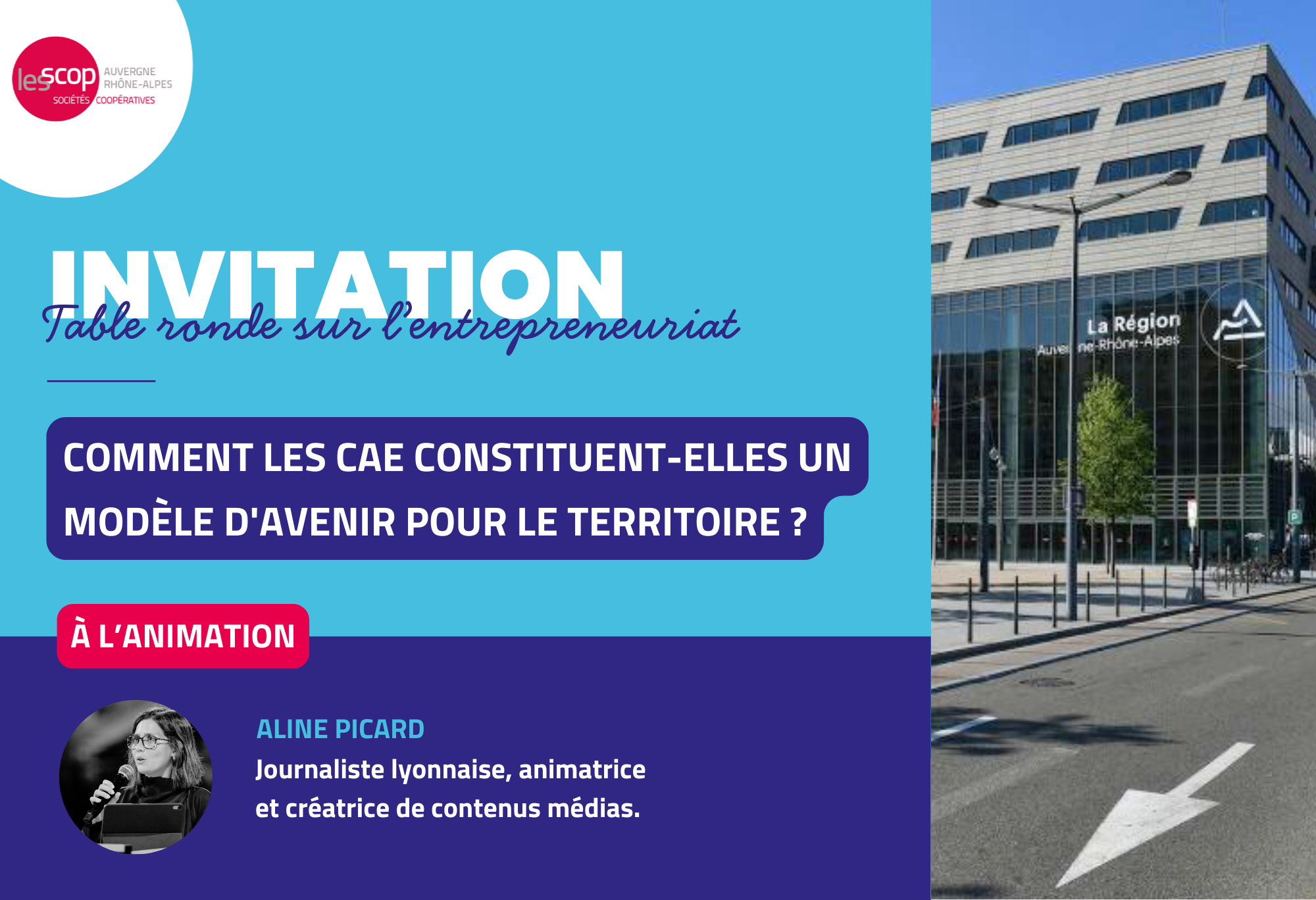 visuel invitation table ronde le 26/01 sur l'entrerpreneuriat en Auvergne-Rhône-Alpes