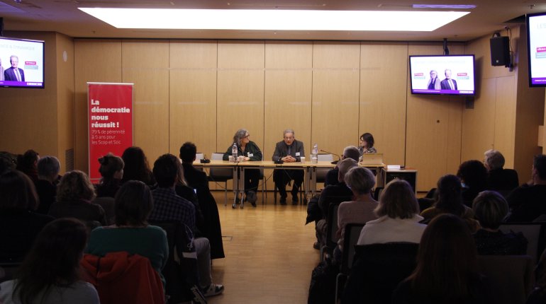 Cécile Calpéna, cogérante de Natura Scop, administratice de l'Urscop et Guy Babolat, Membre du CESER, ancien président de l'Urscop